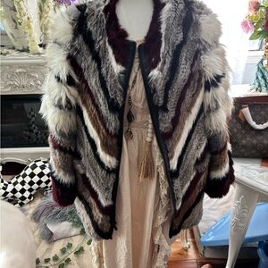 Elizabeth and James Faux Fur Multicolor Cardigan